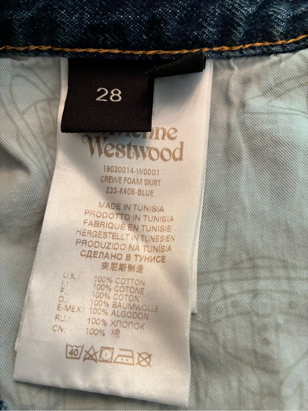 Vivienne Westwood Blue Denim Mini Skirt with Orb Embroidery - Picture 9 of 12